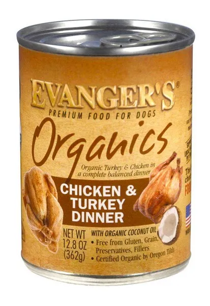 12/12.5 oz. Evanger's Organics Chicken & Turkey Dinner For Dogs - Food